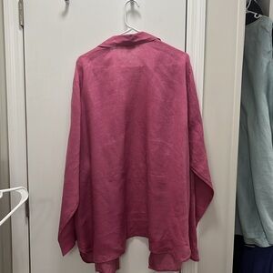 Jjill EUC pure linen raspberry long sleeved shirt